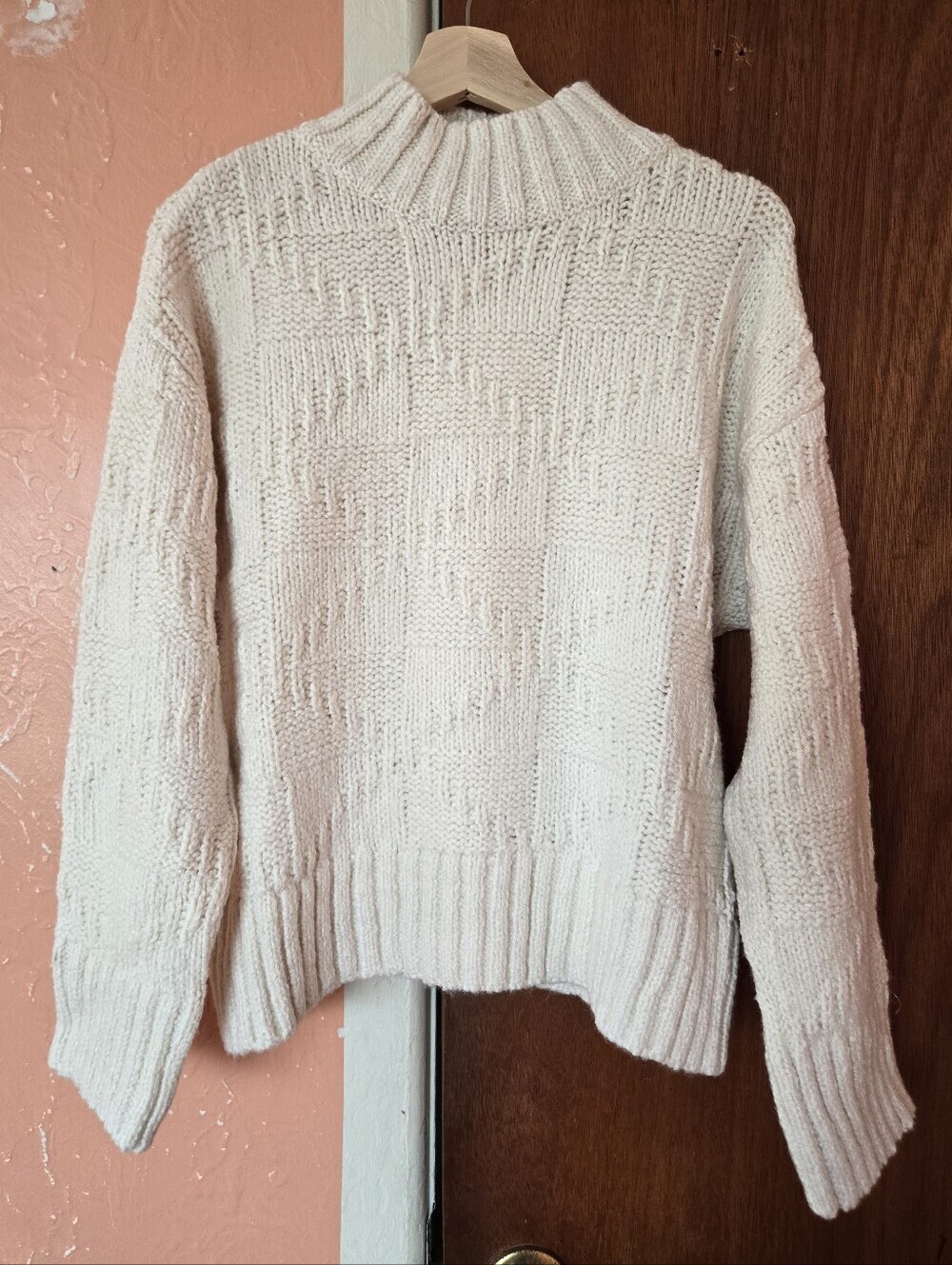 NWT Mango Chunky-knit Sweater With Perkins Neck, Ecru Cream Color - Picture 3 of 10
